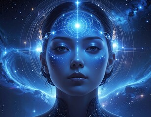 Celestial woman, serene and ethereal