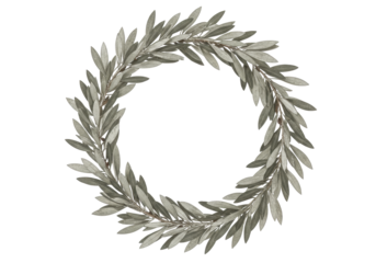 Isolated Olive Branch Wreath for Elegant Wedding Invitations, Spring Holiday Cards, and More