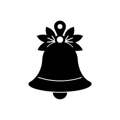 christmas bell icon black silhouette vector illustration on transparent background