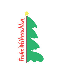 German text: Merry Christmas. Perfect design for greeting cards, posters and social media. German Lettering. Frohe Weihnachten.