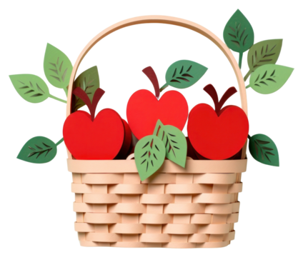 PNG Apples in basket food art celebration.