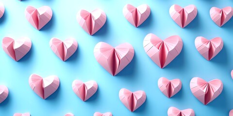 paper hearts arranged on a background creating a lively and festive atmosphere for decorations