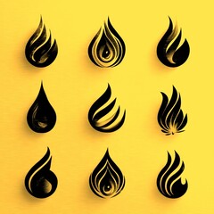 Artistic representation of water and fire elements on a textured surface