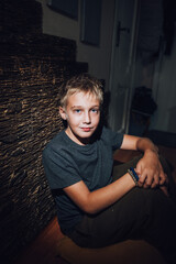 young boy looking at camera