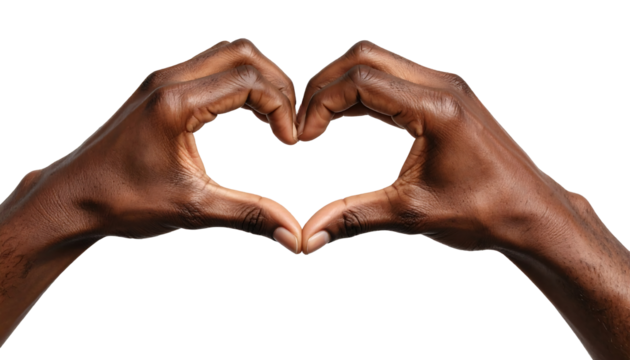 Two hands forming a heart shape isolated on transparent background - Powered by Adobe