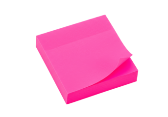 Isolated block of vibrant pink sticky notes for office memo and reminders in the studio