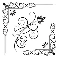 Ornamental calligraphy elements. Vintage decorative frames, elegant flourish swirls and filigree borders, classic wedding invitation design. Vector	