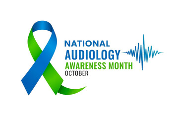 National audiology awareness month ribbon and soundwave isolated on transparent background
