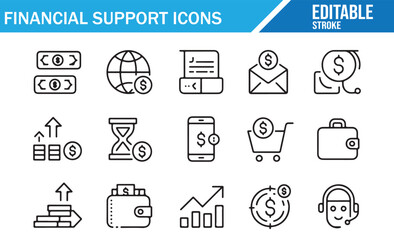 Economy & Budget Support Icons — Modern Monoline Symbols