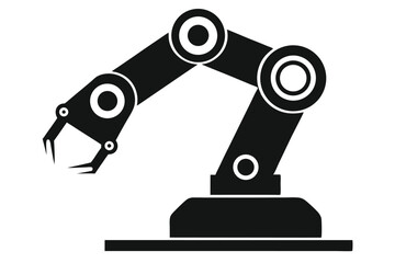 Robotic arm machine featuring a mechanical structure with grasping prongs for industrial automation
