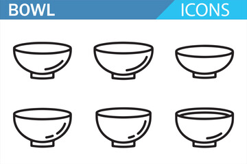 Restaurant dish icons – minimal bowl vectors for culinary graphics and signage