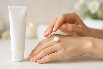 woman hands with cream