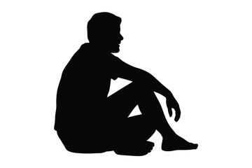 Silhouette of a man sitting down looking to the side
