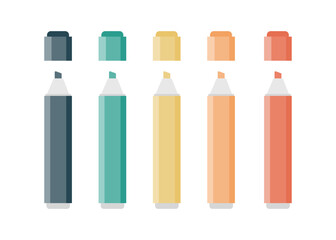 Colorful marker pens set. Highlighter pencil for school or kids