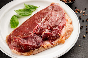 Duck breast raw poultry meat natural product tasty snack fresh delicious gourmet food background on the table rustic top view copy space