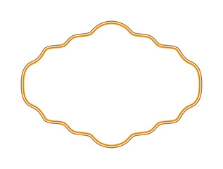 Golden shiny ornamental vignette 3d border. Abstract geometric frame with ornate golden decoration. For certificates, awards, stamps, labels, badges, various design. Vector illustration