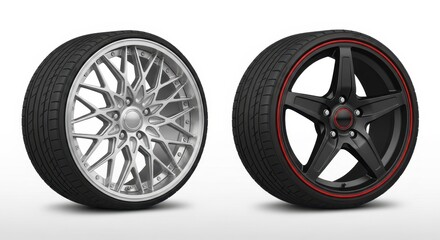 Obraz premium Stylish Alloy Wheels and Performance Tires for Your Vehicle