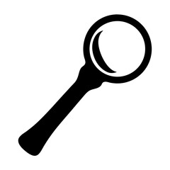 Magnifying glass icon in black, representing search, investigation, or detailoriented work