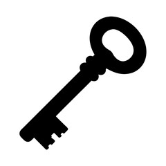 A black vintage skeleton key isolated on a white background