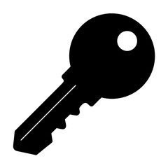 Iconic black and white image of a universal, generalized key symbol
