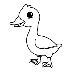 Cute Duckling Cartoon Outline