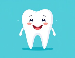 Cute cartoon tooth with happy expression
