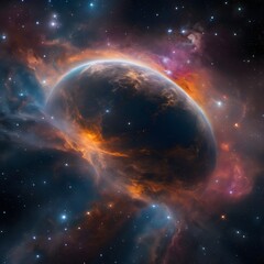 Obraz premium Fiery Cosmos Planetary Vista