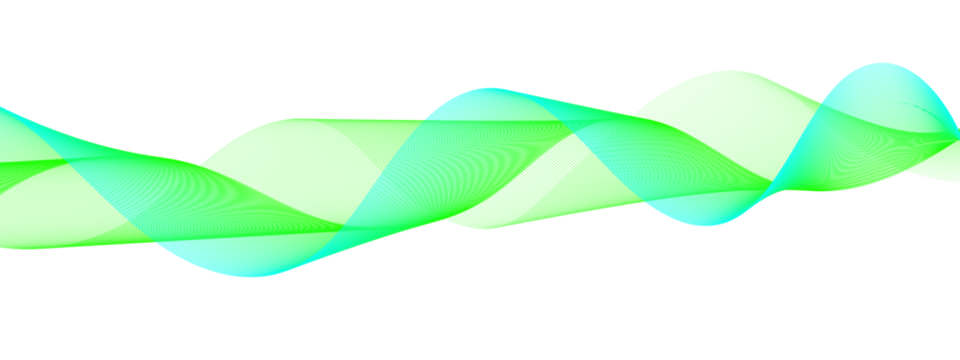 Abstract green neon waveform on black background