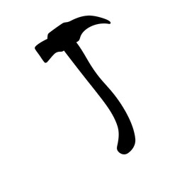 Silhouette of a Black Claw Hammer Tool for Construction and Repair