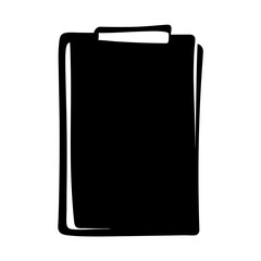 Stylized Black and White Illustration of a Clipboard with a Simple Aesthetic Design