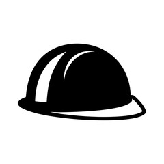 Stylized Black and White Construction Safety Hard Hat Icon Illustration