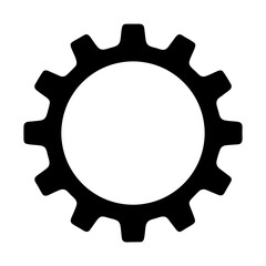 Simple Black Gear Icon on White Background for Engineering Applications