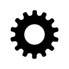 Isolated black and white cogwheel or gear with a round center