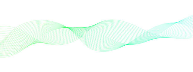 Abstract flowing green and blue digital wave on a black background