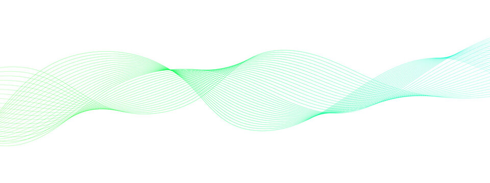 Abstract flowing green and blue digital wave on a black background