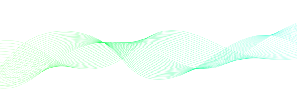 Abstract flowing green and blue digital wave on a black background