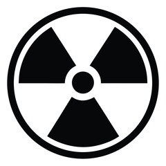 Fototapeta premium Black and white portrays radioactive symbol enclosed within double circle, creating bold hazard icon