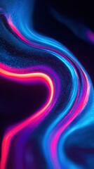 Vibrant neon waves in blue and pink tones with smooth curves, futuristic light motion background expressing energy and modern digital style