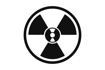 Fototapeta premium Black radiation symbol features a circle with three triangle shapes on a white background