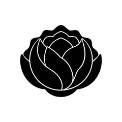 cabbage silhouette black vector icon style simple 