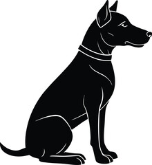 Dog Sitting Silhouette | Domestic Pet Vector Illustration