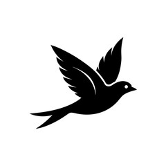 flying bird silhouette black vector icon style simple