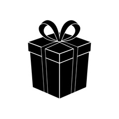 gift box silhouette black vector icon style simple