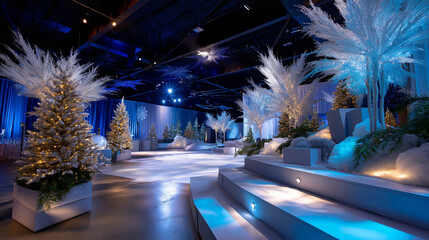 Advanced holiday event planning coordination services incorporating Christmas-themed decorations and festive atmosphere creation enable event organizers to transform venues into ma