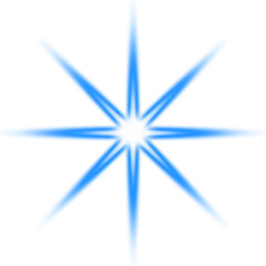 Blue starburst light effect isolated on transparent background