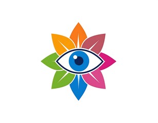 Colorful eye surrounded by leaves (2)
