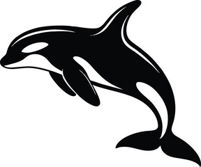 Orca Jumping Silhouette | Marine Animal Vector Illustration