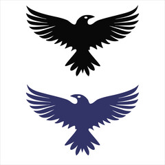 Obraz premium Black blue bird wings spread vector