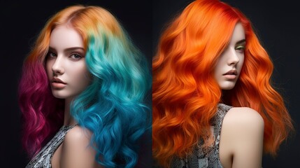 Obraz premium A Photo of Vibrant and Trendy Hair Color Inspiration
