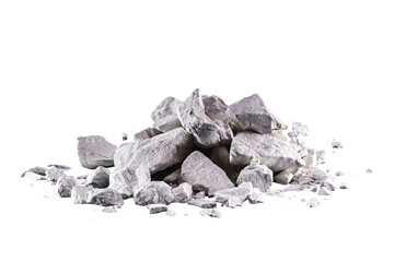 Calcium and Magnesium stones, white background. Called virgin lime or quicklime